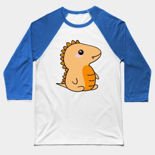 Orange Baby Dinosaur Baseball T-Shirt